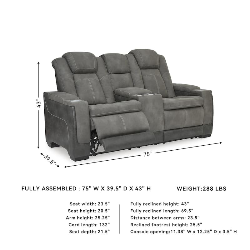 Next-Gen DuraPella Power Reclining Loveseat with Console and Adjustable Headrest - 75"W x 40"D x 43"H