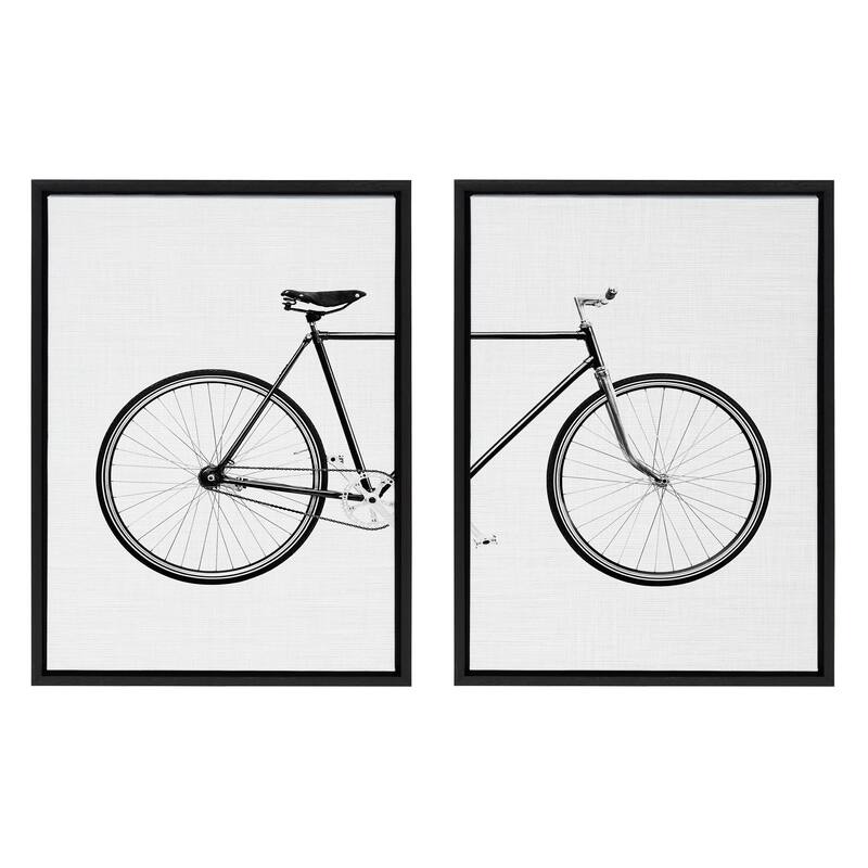 Kate and Laurel Sylvie Bicycle Canvas by Simon Te of Tai Prints - 2 Piece 18x24 - Plastic - Black