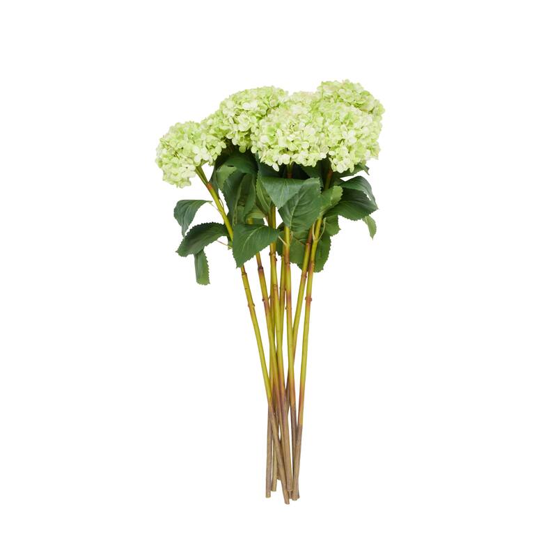 Green Faux Foliage Tall Hydrangea Artificial Flower Stem (Set of 8)