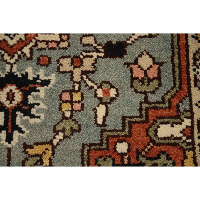 Hand Knotted Oriental 100% Wool Carpet Traditional Medallion Greys & Charcoal Heriz (serapi) Area Rug - 5' 9'' X 4' 0''