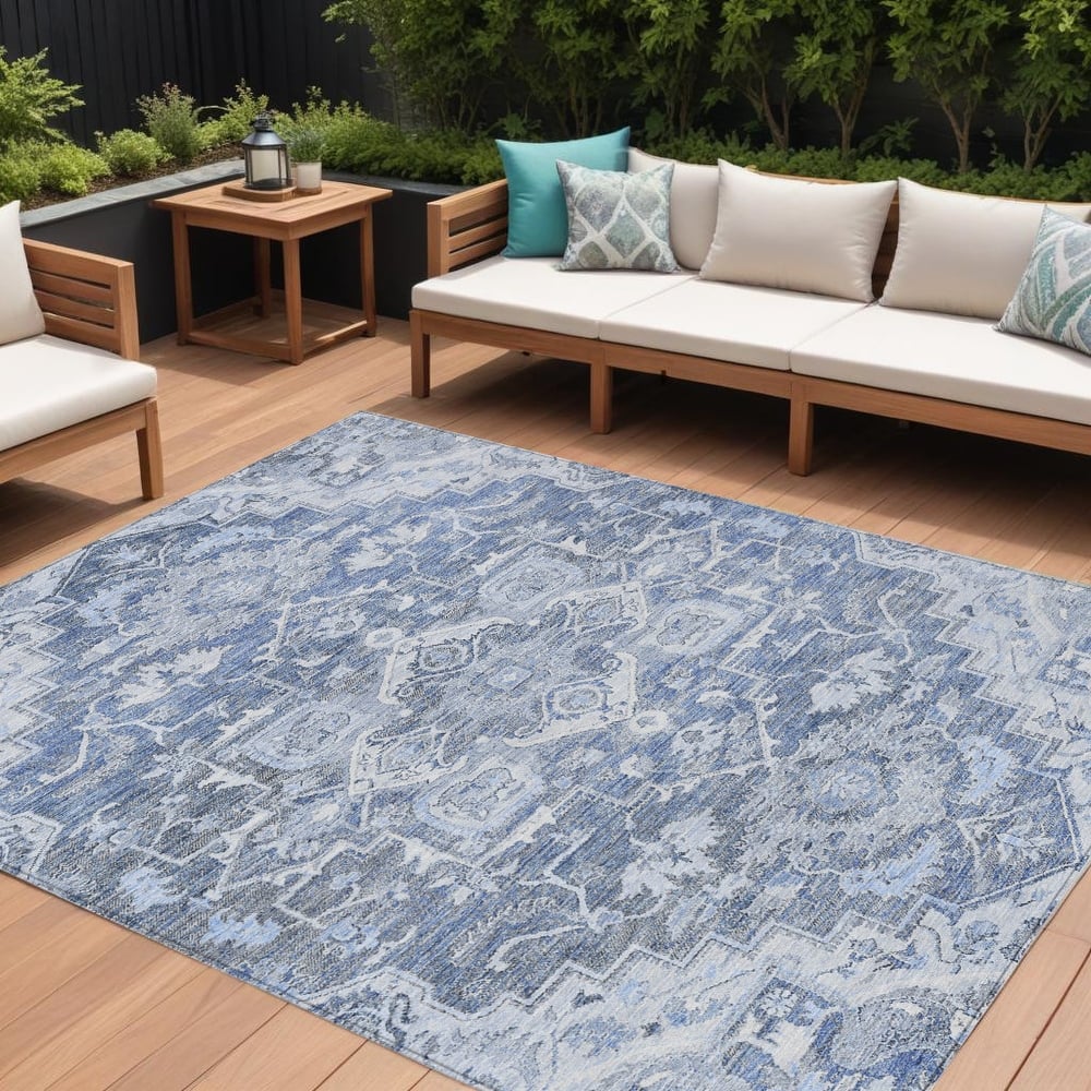 HomeRoots Oriental Traditional Rectangle Outdoor Rug