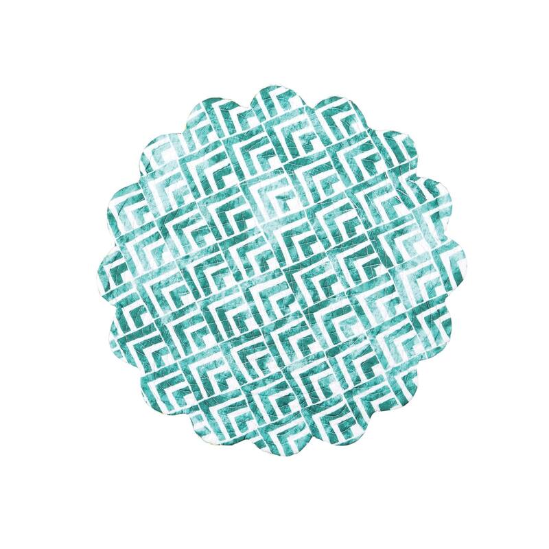 Jade Cotton Quilted Round Reversible Placemat Set of 6 - Set of 6