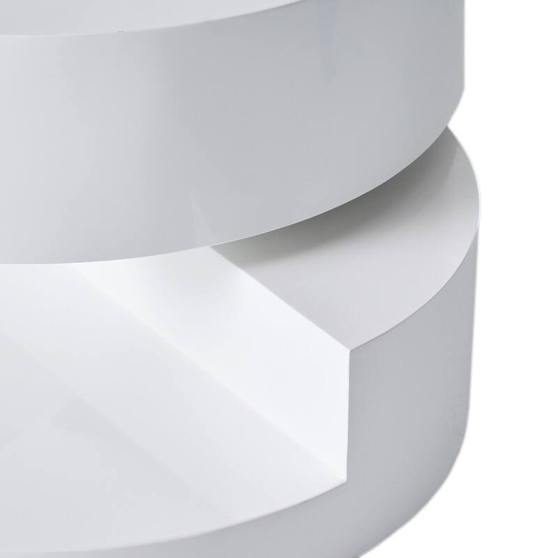23.6" Modern Round Coffee Table with Rotating Top and Hidden Storage Area