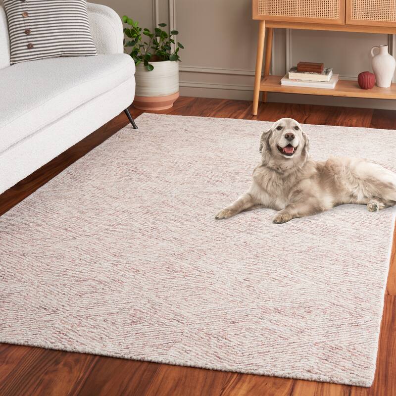 SAFAVIEH Handmade Ebony Herlaug Modern Wool Rug - 2'3" x 9' Runner - Rust/Beige