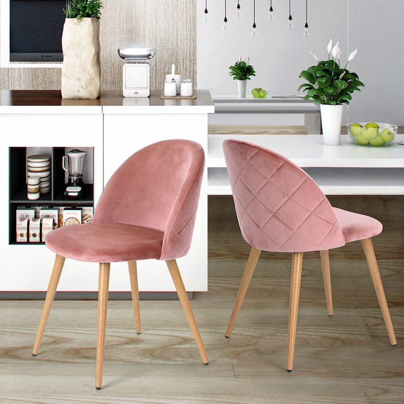HomyLin Modern Upholstered Fabric Dining Chair Mid Back Armless