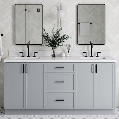 Ariel K73DWQRVO Kelly 73" Free Standing Double Basin Vanity Set with