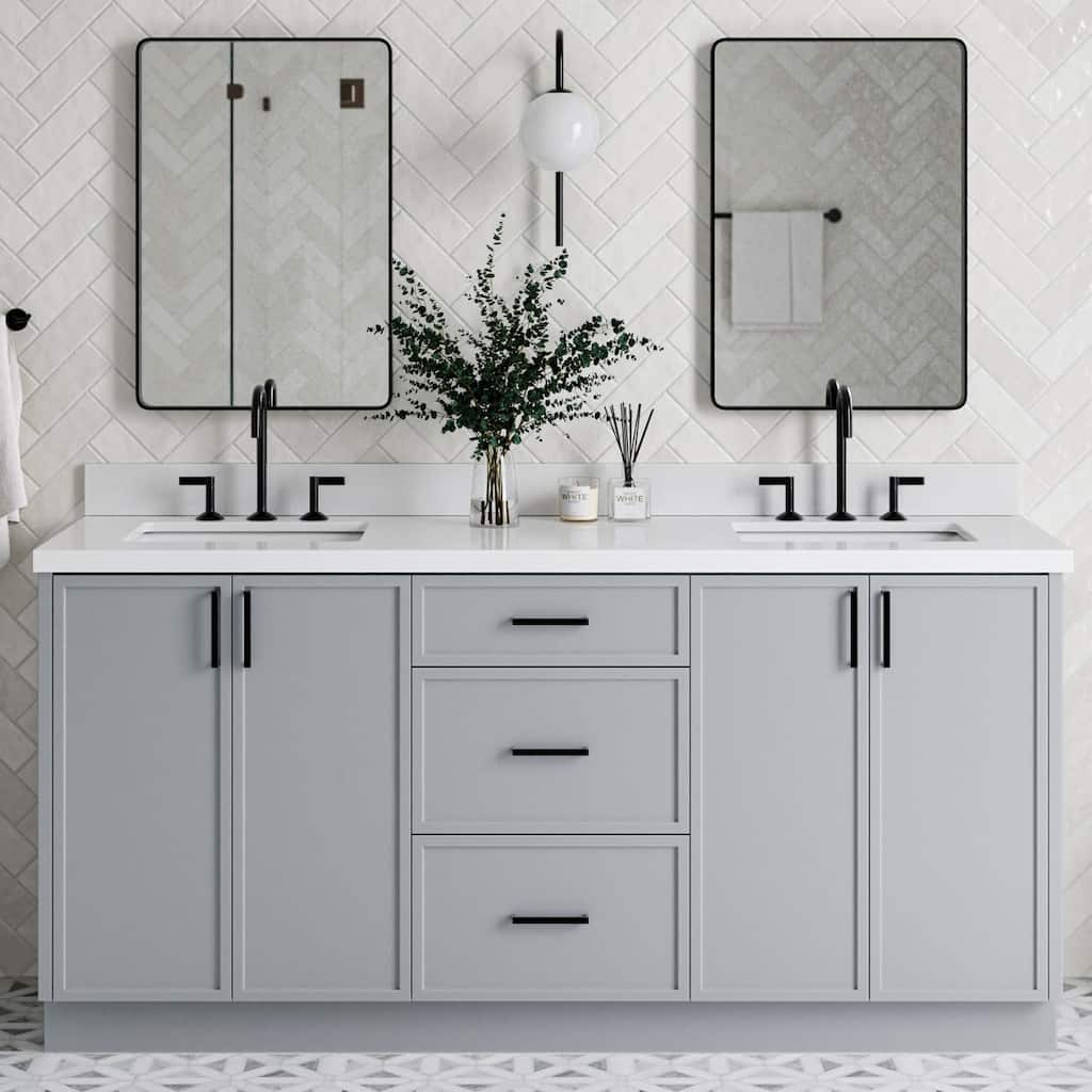 Ariel K73DWQRVO Kelly 73" Free Standing Double Basin Vanity Set with