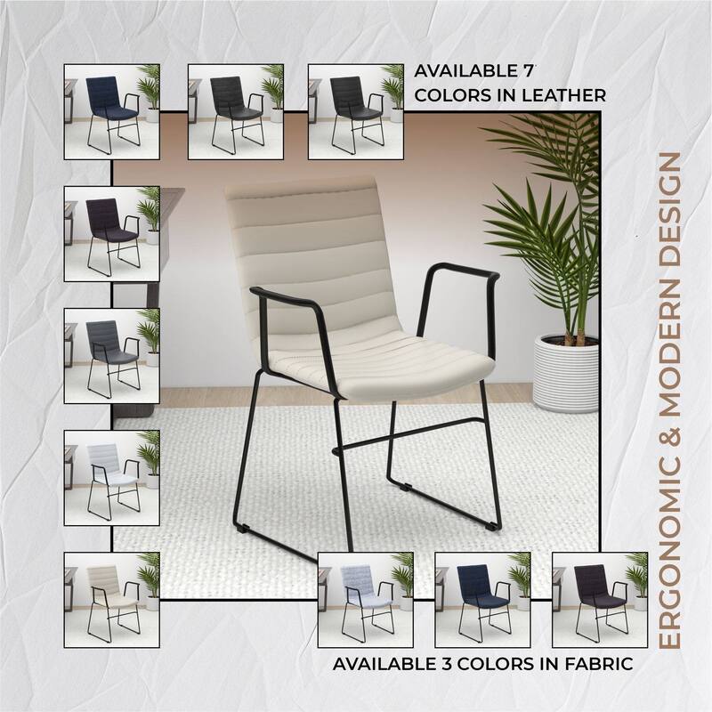 Zylar Ergonomic Guest Chair with Leather, Stainless Steel Base, High-Density Foam, Modern Design for Office or Waiting Room