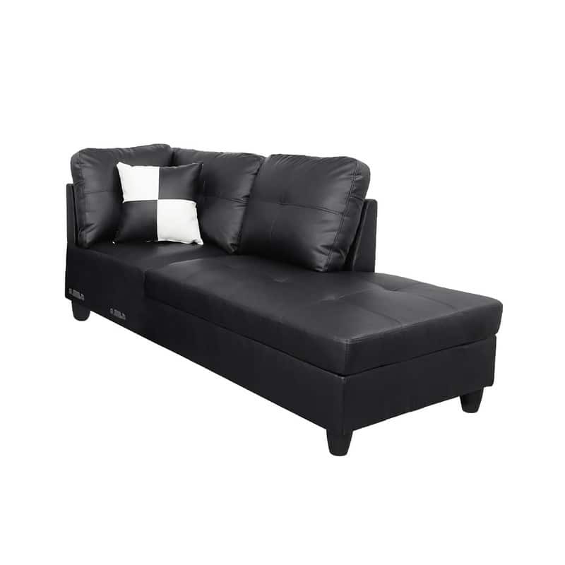 Sleek 3-Piece Black Faux Leather Couch Set, Modern Elegance for Your Living Room
