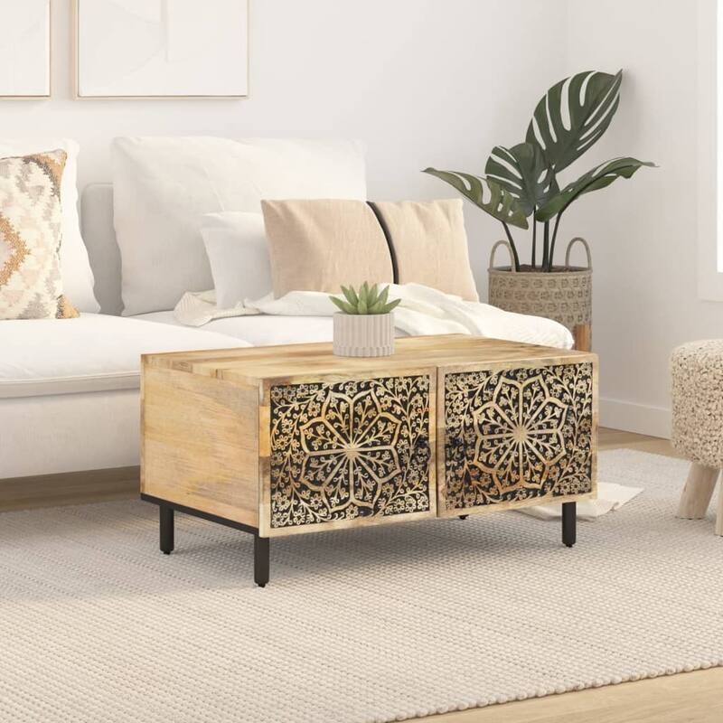 vidaXL Coffee Table 31.5"x19.7"x15.7" Solid Wood Mango - 31.5 x 19.7 x 15.7