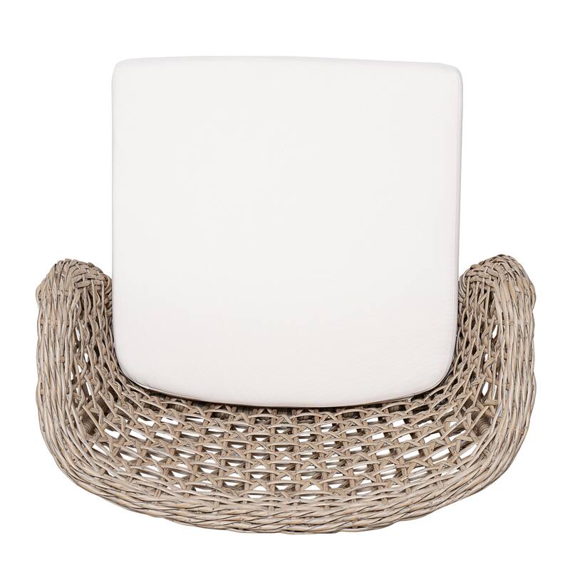 Christopher Knight Home - Dome Set of 4 Outdoor Acacia Wood Bar Stools with Wicker Back and Cushions