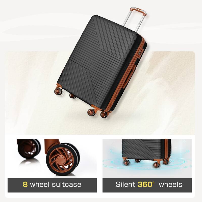 3 Piece Hardshell Luggage Spinner 8 Wheels Suitcase Sets (20"24"28")