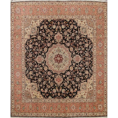 Vegetable Dye Floral Traditional Tabriz Persian Area Rug Wool Handmade - 9'9" x 9'11" Square
