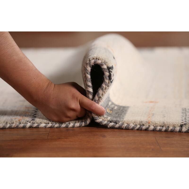 Tribal Beige Gabbeh Indian Area Rug Handmade Modern Wool Carpet - 5'4" x 7'7"