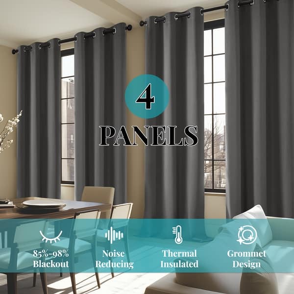 slide 2 of 137, Deconovo Grommet Room Darkening Curtains, Set of 4 Panels