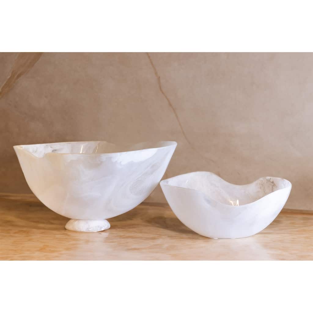 Sm White Fruit Bowl Resin Dia 13.4" - White
