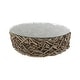 preview thumbnail 50 of 63, Brown Driftwood Handmade Collage and Pedestal Base Coffee Table with Tempered Glass Top - 48" round x 16"