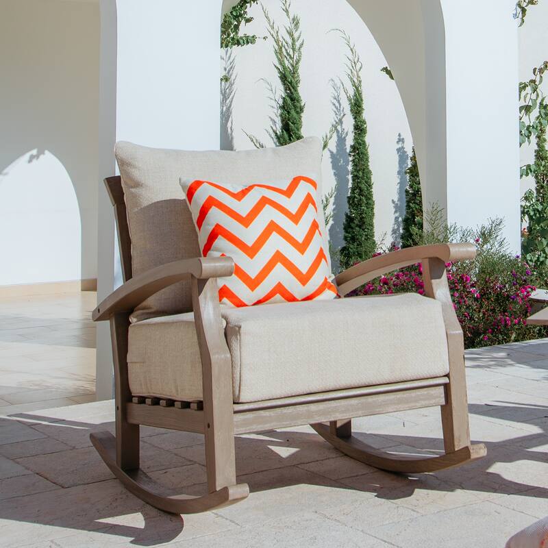 Cambridge Casual Leon 3-piece Teak Patio Rocking Chair Set with Cushion