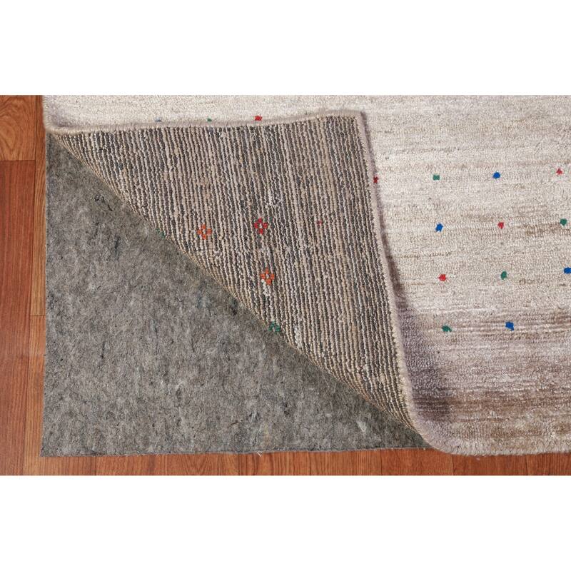 Hand Knotted Oriental 100% Wool Carpet Tribal Stripe Greys & Charcoal Gabbeh Area Rug - 9' 11'' X 7' 11''