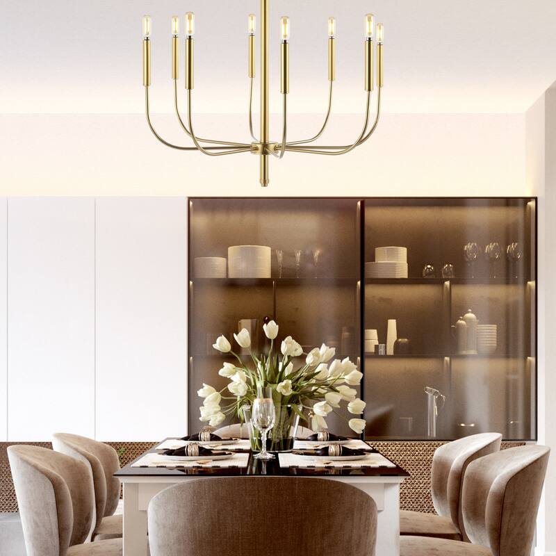Collier 27.25" 8-Light Modern Mid-Century Iron LED Chandelier, by JONATHAN Y