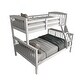 preview thumbnail 7 of 18, Slat Design Twin over Full Bunk Bed with Angled Ladder in Dark Walnut