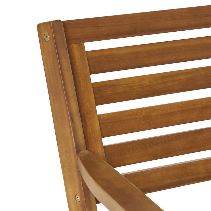 5-Piece Outdoor Acacia Wood Dining Set with Square Table and 4 Cushioned Chair