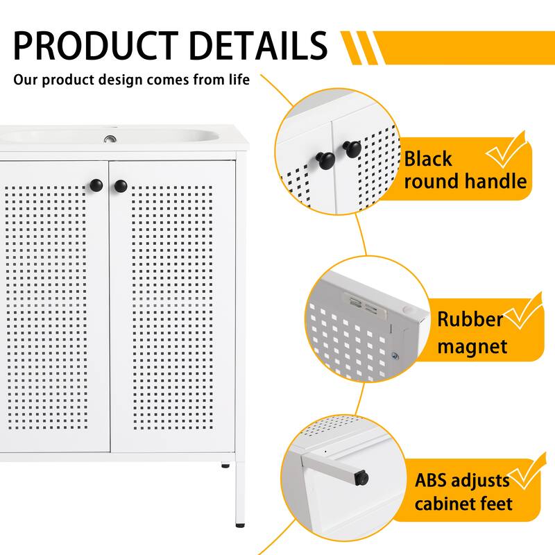 Bathroom Vanity With Sink In 30 Inch, Freestanding Bathroom Vanity With Soft Close Door