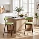 preview thumbnail 1 of 16, Wooden Upholstered Swivel Bar Chairs Set Set of 2 - Green