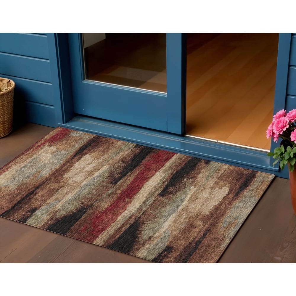 HomeRoots Abstract Transitional Rectangle Outdoor Rug