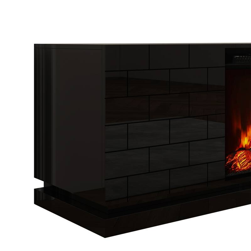 63" Fireplace TV Stand Mantel with Adjustable LED Flame