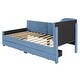preview thumbnail 18 of 28, Twin Stripe L-shaped Semi-enclosed Daybed wStorage Drawers, Corduroy Upholstered Daybed, Wood Slat Support, No Spring Box Need