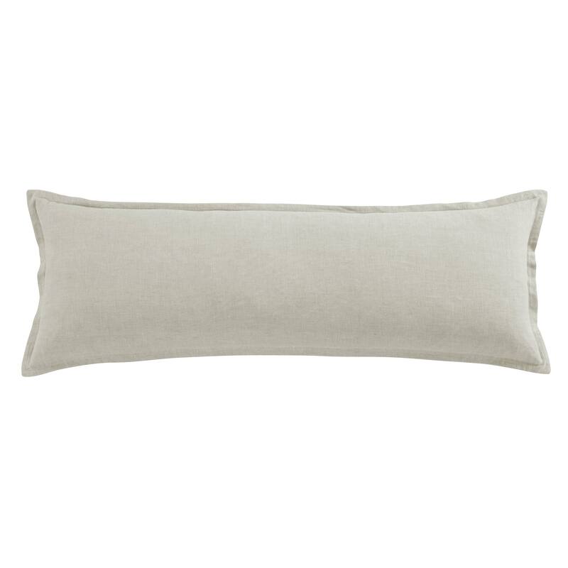 HiEnd Accents 100% French Flax Linen Long Lumbar Pillow, 14"x42"