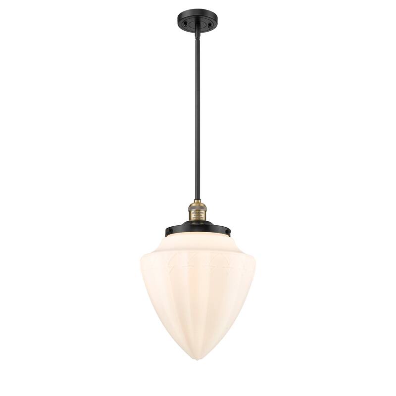 Innovations Lighting Bullet - 1 Light 12" Mini Pendant - Black Antique Brass/Matte White
