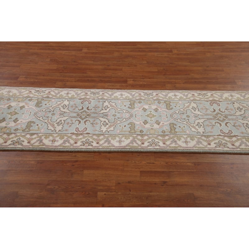 Transitional Oushak Style Runner Rug Hand-knotted Wool Carpet - 2'7"x 10'0"