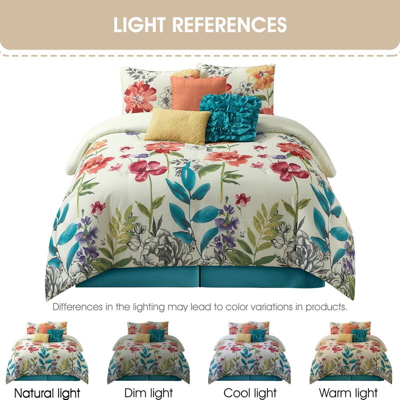 Nanshing Cassia Floral Bouquet 7 Piece Comforter Set