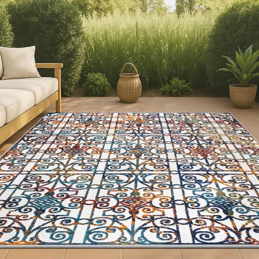 JONATHAN Y Tropics Ornate Trellis Indoor/Outdoor Area Rug