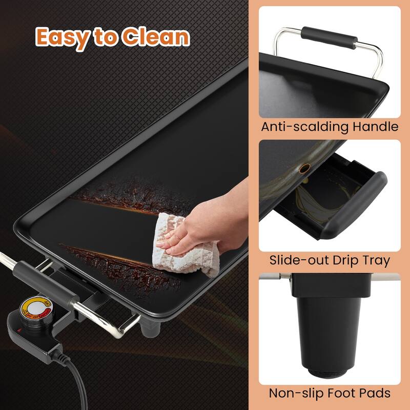 Gymax 27'' Large Electric Griddle w/ Adjustable Temperature