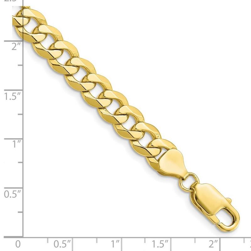 Curata 10k Yellow Gold 8mm Flat Beveled Curb Chain Bracelet