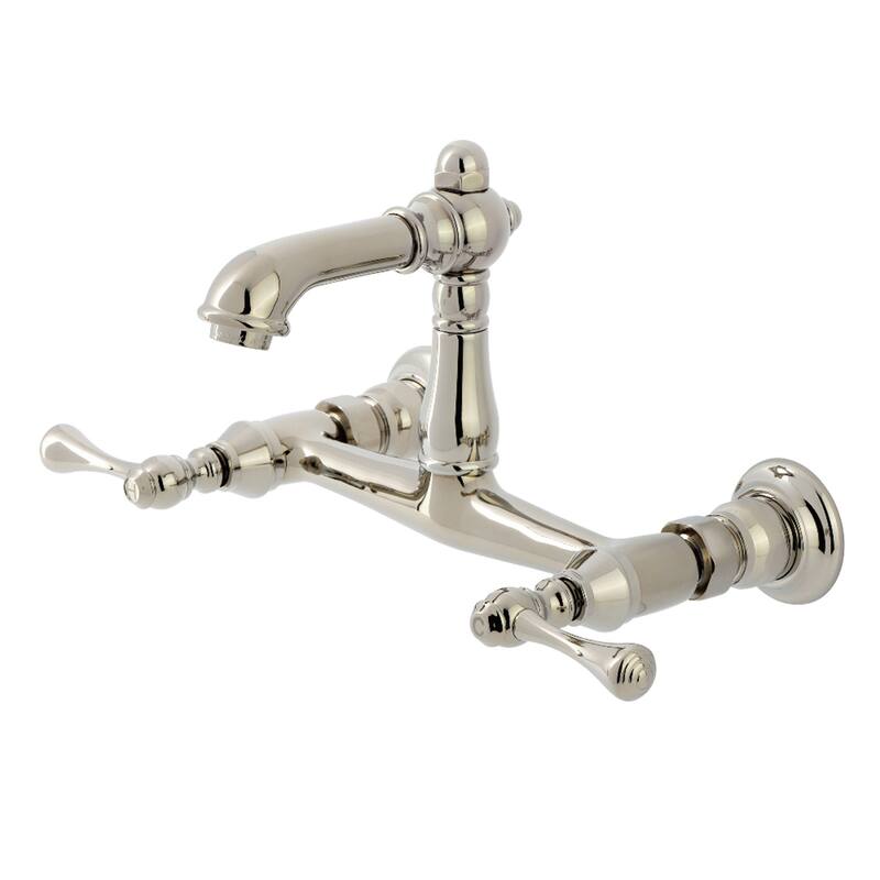 Kingston Brass English Country Two-Handle 2-Hole Wall Mount Bathroom Faucet - Polished Nickel