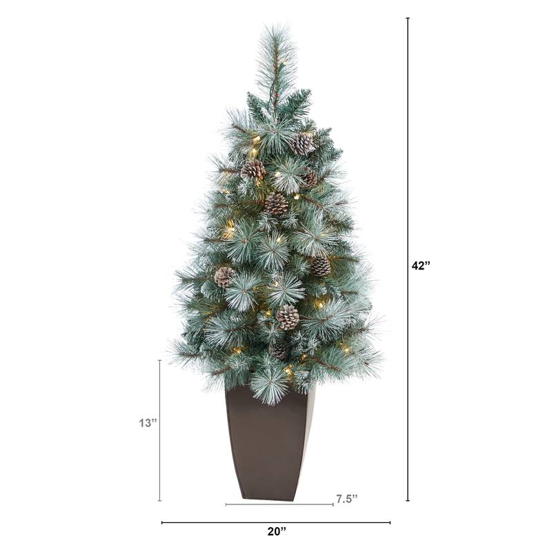 Pre-Lit Columbia Pine Artificial Christmas Tree in Pot- 3.5' - Clear Lights - 3.5 Foot