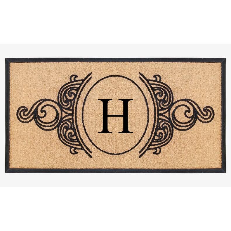 A1HC Natural Coir & Rubber Hand Flocked Large Monogrammed Doormat 30X60 Inch - H