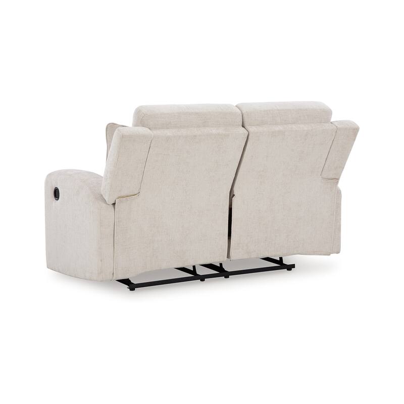 Genna Manual Recliner Loveseat, Light Beige Polyester 2 Pillow 64 Inch