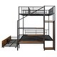 preview thumbnail 10 of 10, Black Twin over Full Size Metal Bunk Bed with Drawer and Lateral Storage Ladder and Wardrobe