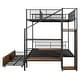 preview thumbnail 10 of 22, Industrial Minimalist Twin Over Full Metal Bunk Bed with Drawer and Lateral Storage Ladder and Wardrobe