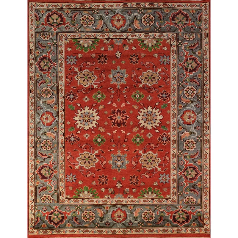 All-Over Floral Heriz Serapi Indian Area Rug Handmade Wool Carpet - 8'0"x 9'11"