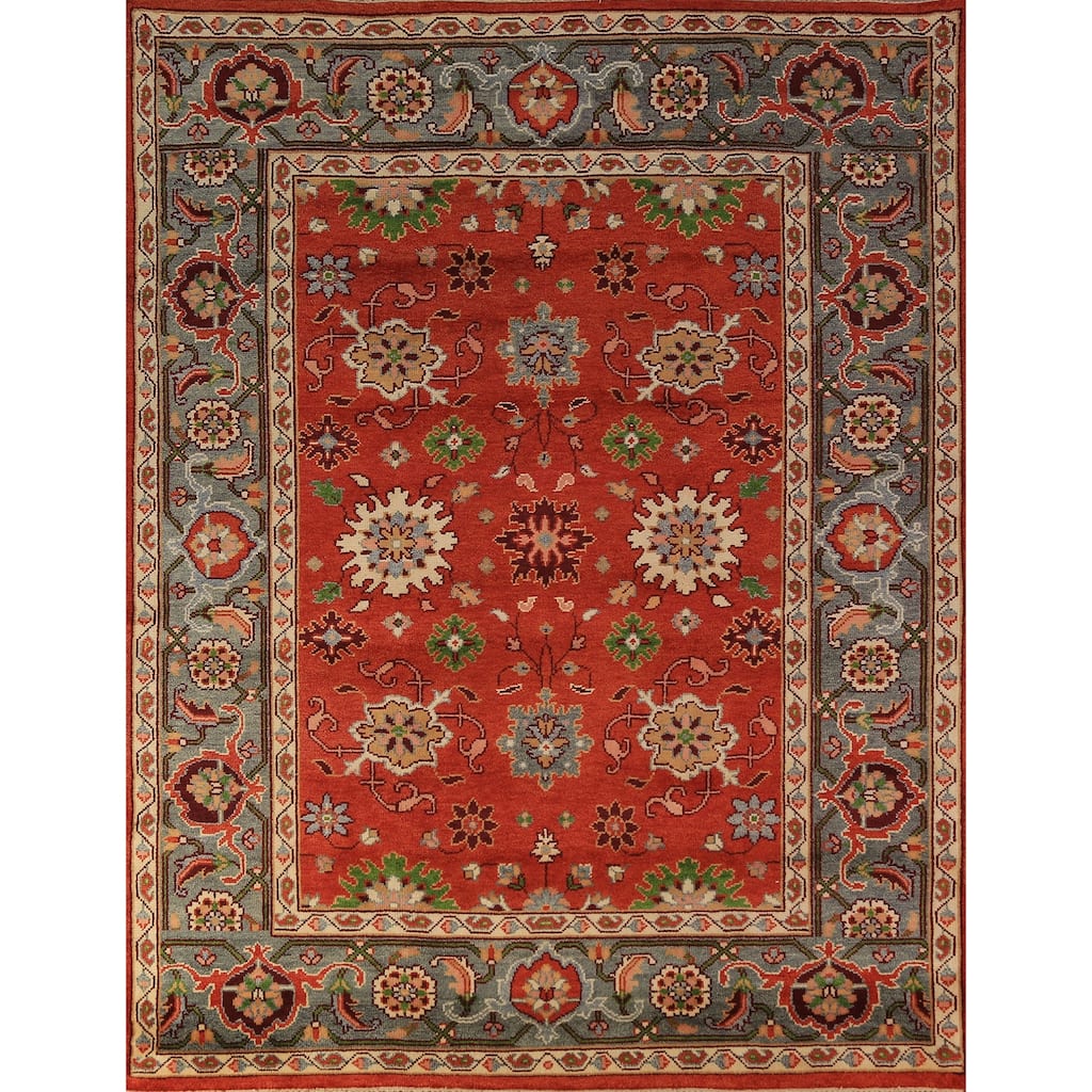 All-Over Floral Heriz Serapi Indian Area Rug Handmade Wool Carpet - 8'0"x 9'11"