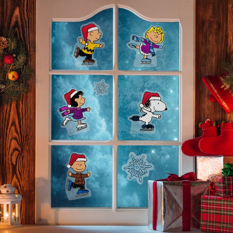 8pc Peanuts Christmas Nativity Double Sided Window Cling Decorations