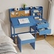 preview thumbnail 2 of 18, Adjustable Tilt Kids Desk and Chair Set - Wooden Study Table with Drawer, Cork Board & Hutch - Student Writing Desk