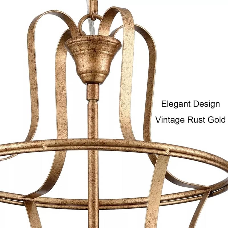 Lantern Pendant 4-Light Lantern Chandelier Rusty Gold Lantern Pendant - 13" x 47"