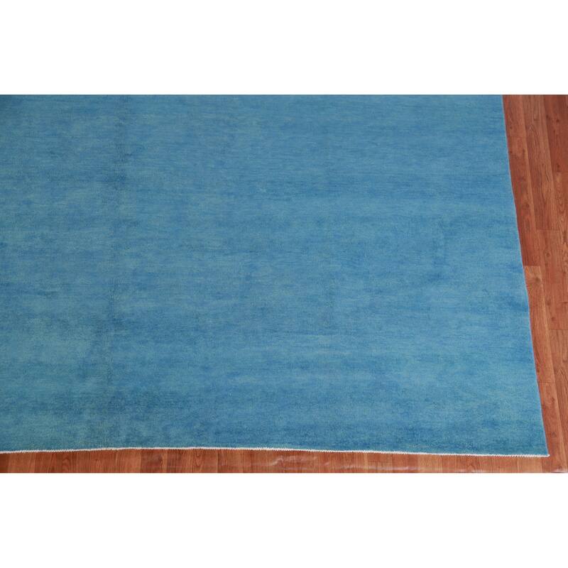 Hand Knotted Oriental 100% Wool Carpet Modern Solid Navy Blue & Blues Gabbeh Area Rug - 9' 9'' X 9' 9''